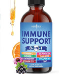 NEW AGE 8-in-1 Immune Support Liquid Drops – Elderberry, Turmeric Curcumin, Echinacea, Ginger, Vitamins C & D3, Zinc & B6 – Fast-Absorbing Immune & Antioxidant Support – Vegan, Non-GMO – 2 oz