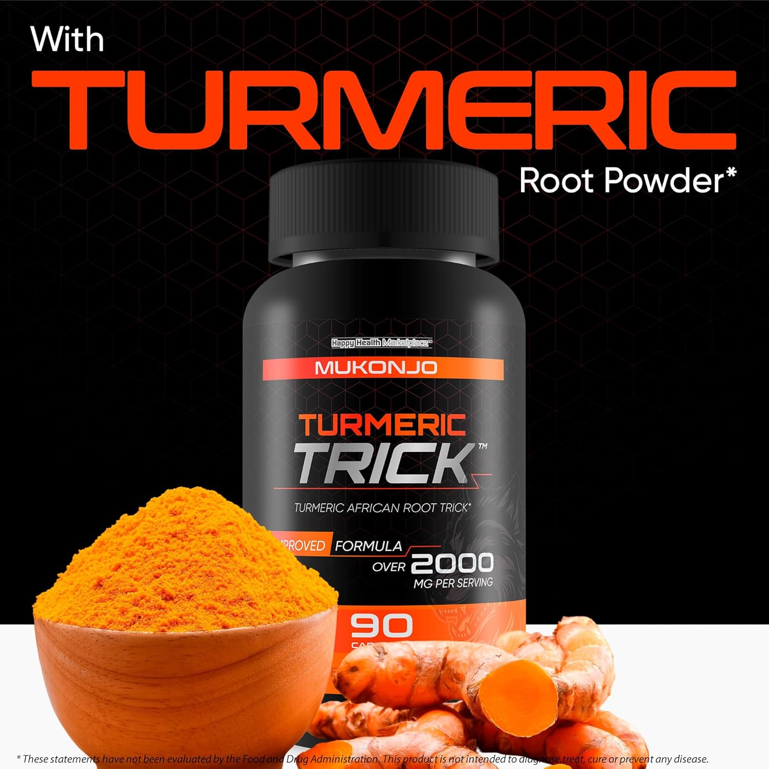 Mukonjo Turmeric Trick - with Vitamin D and Zinc for Men - Our Best Turmeric Curcumin Supplement for Men - Enriched with Black Pepper - Turmeric African Root Trick - Mens Health Vitamin D