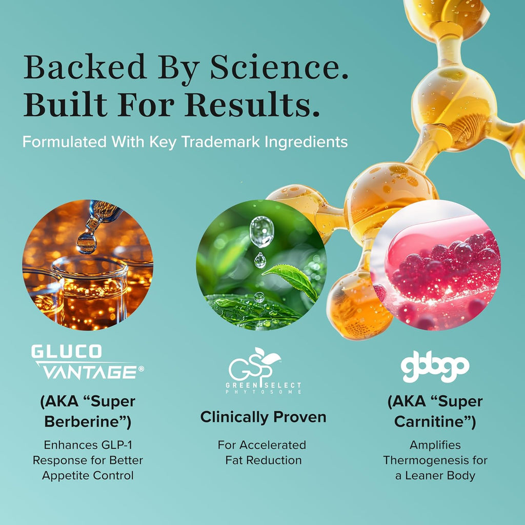 BURN30 GLP-1 Supplement - Super Berberine Weight Management Support GLP1 Naturally | Advanced Appetite Control & Metabolism Support with Clinically Studied Ingredients  | Stimulant Free