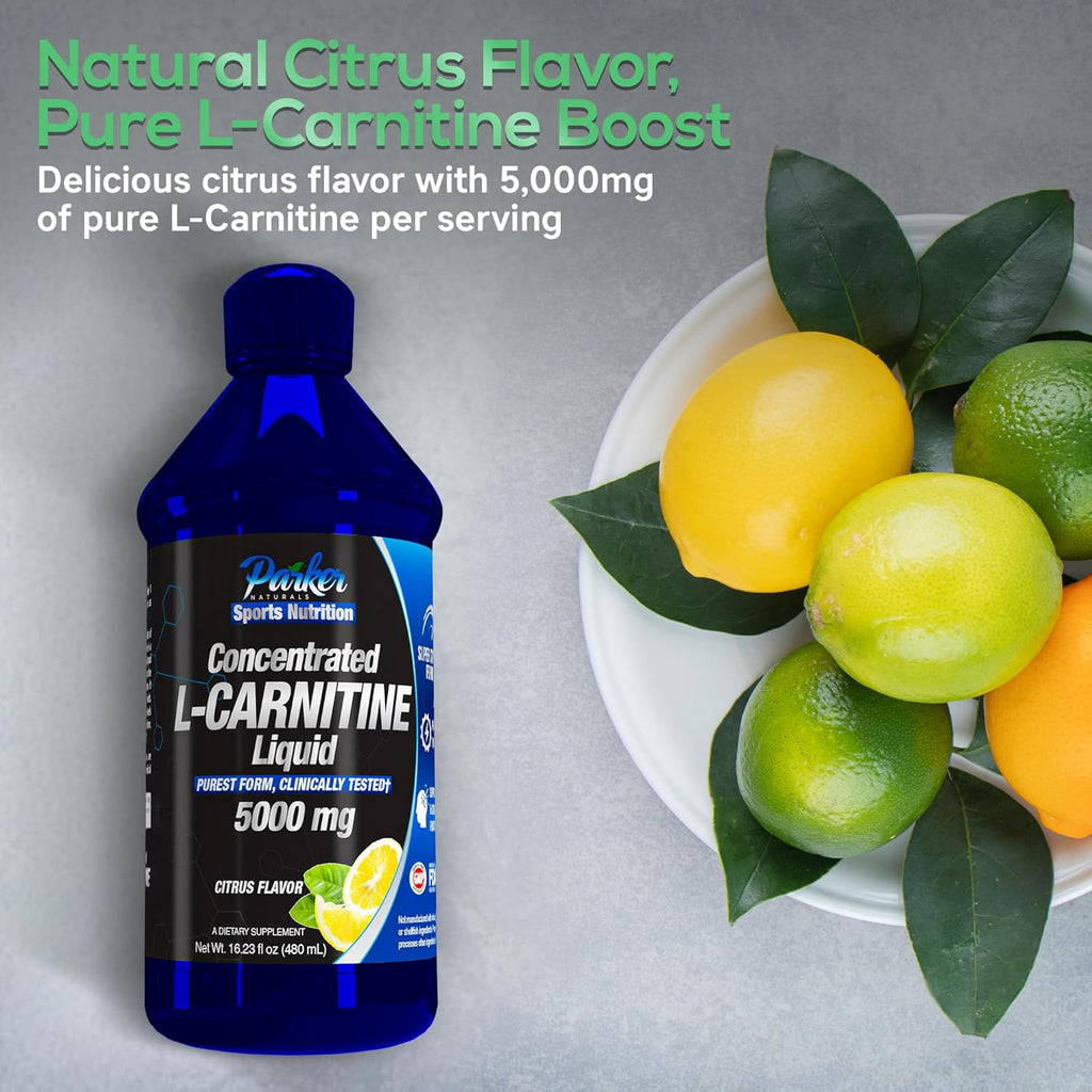 Concentrated L-Carnitine Liquid, 5000mg All Natural Citrus Flavored L-Carnitine Supplement, Liquid L-Carnitine with Vitamin V5, 16.23 Fl. Oz