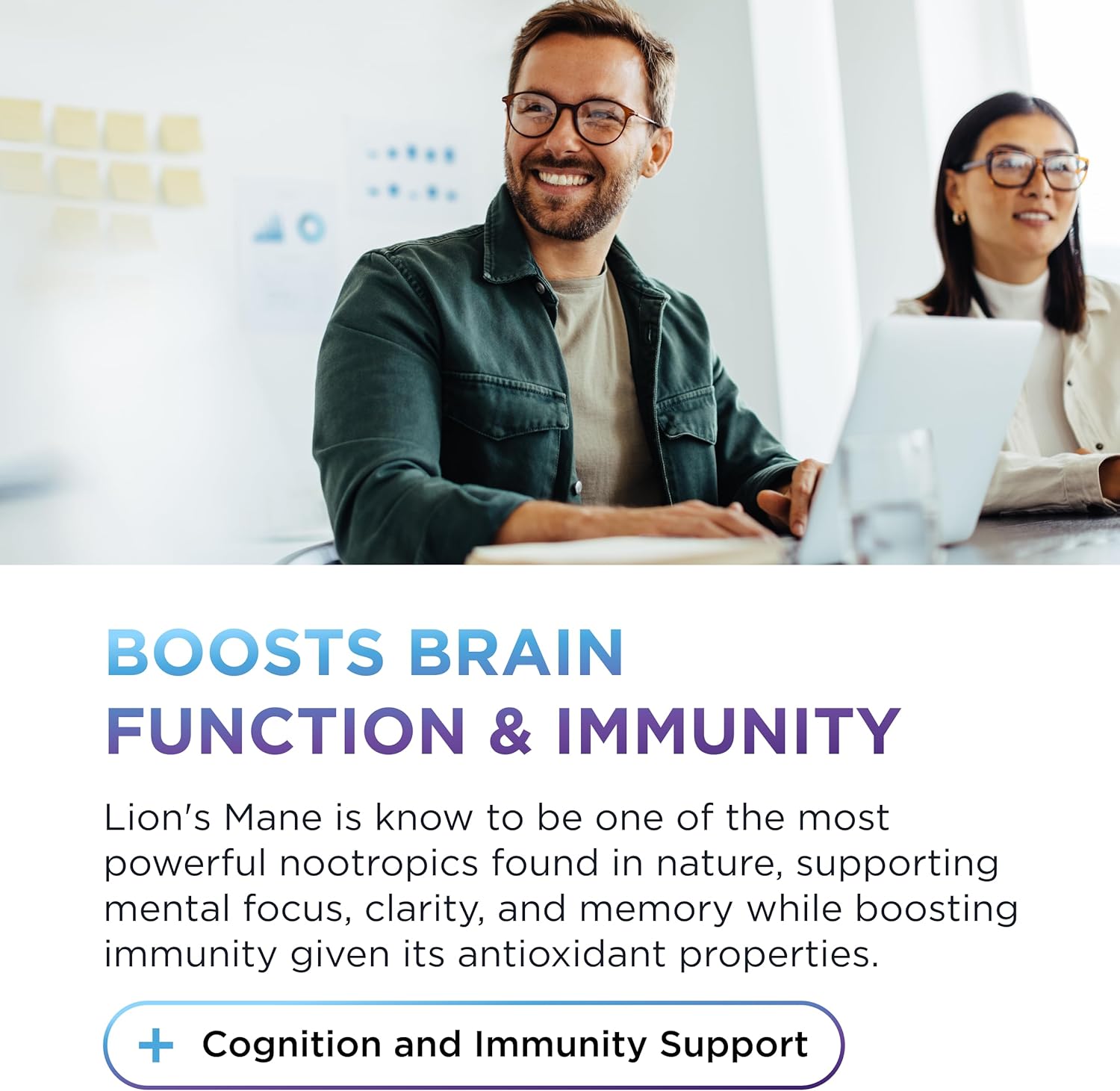 Organic Lions Mane Mushroom Supplement for Mental Clarity, Focus & Immune Support - Organic Brain Boosting Nootropic Lions Mane Mushroom Capsules with 100% Organic Lions Mane Extract, 60 Servings