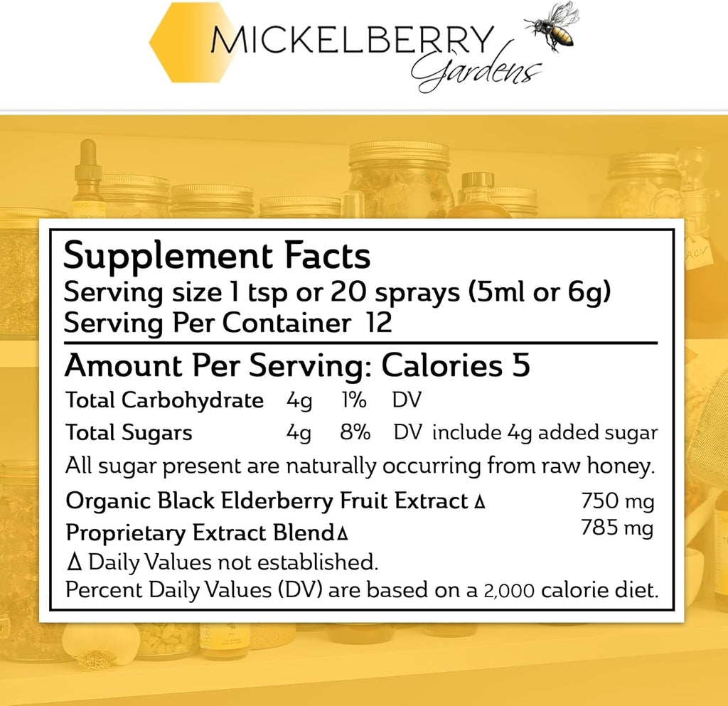 Mickelberry Gardens Elderberry Honey Propolis Throat Spray - Natural Immune Support and Throat Coat for Kids and Adults, 2 Ounces (Pack of 2)