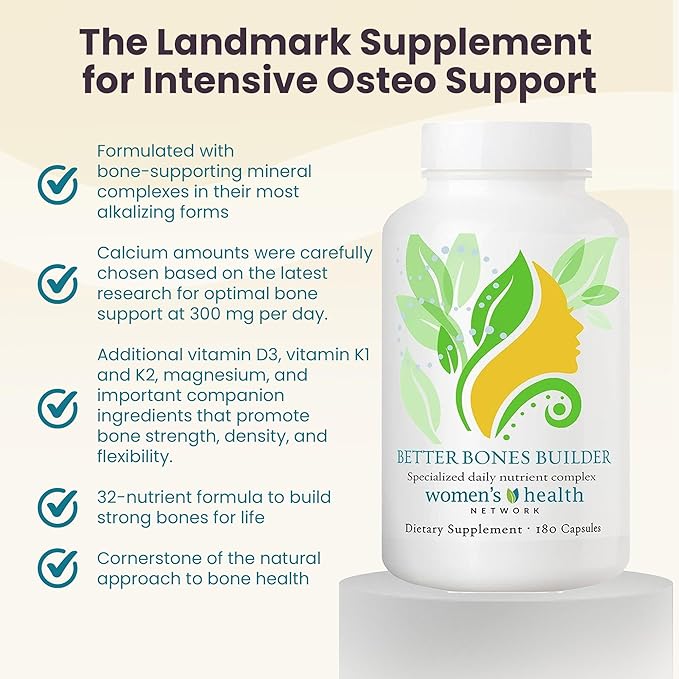 Better Bones Builder - 32-in-1 Calcium Supplements for Women, 300mg Calcium with Vitamin A, C, D3, K, and 300mg Magnesium, Zinc Selenium & Trace Minerals for Bone Strength - 180 Count (30 Days Supply)