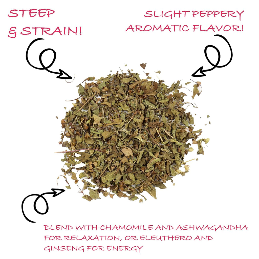 Worldwide Botanicals Organic Holy Basil Tea, 8oz - Tulsi Krishna - Loose Leaf Premium Herbal Tea, 100% Pure Tulsi Holy Basil, Fair Trade, Adaptogenic, Kosher