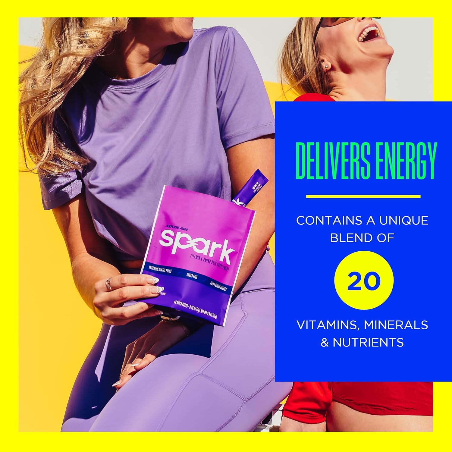 AdvoCare Spark Vitamin & Amino Acid Supplement - Focus & Energy Drink Powder Mix with Vitamin A, B-6, C & E - Also Includes L-Carnitine & L-Tyrosine - Grape, 14 Stick Packs