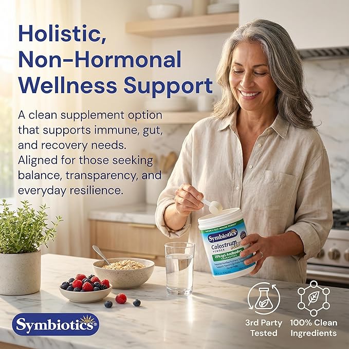 Symbiotics Colostrum Plus Powder, 6.3 oz (180 g) - 25% IgG Immunoglobulins, Naturally Occurring Lactoferrin, Supports Immune Function & Digestive Balance, Gluten Free