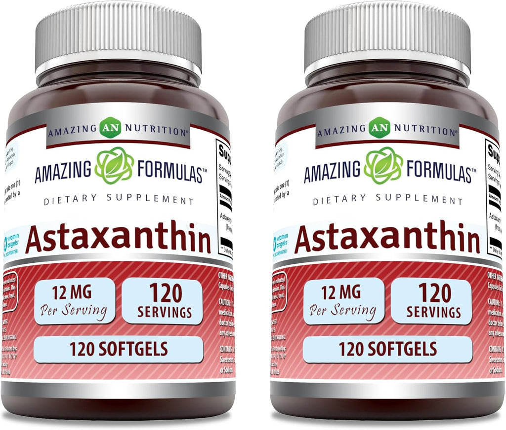 Amazing Formulas Astaxanthin 12mg Softgels Supplement | Non-GMO | Gluten Free (120 Count | 2 Pack)