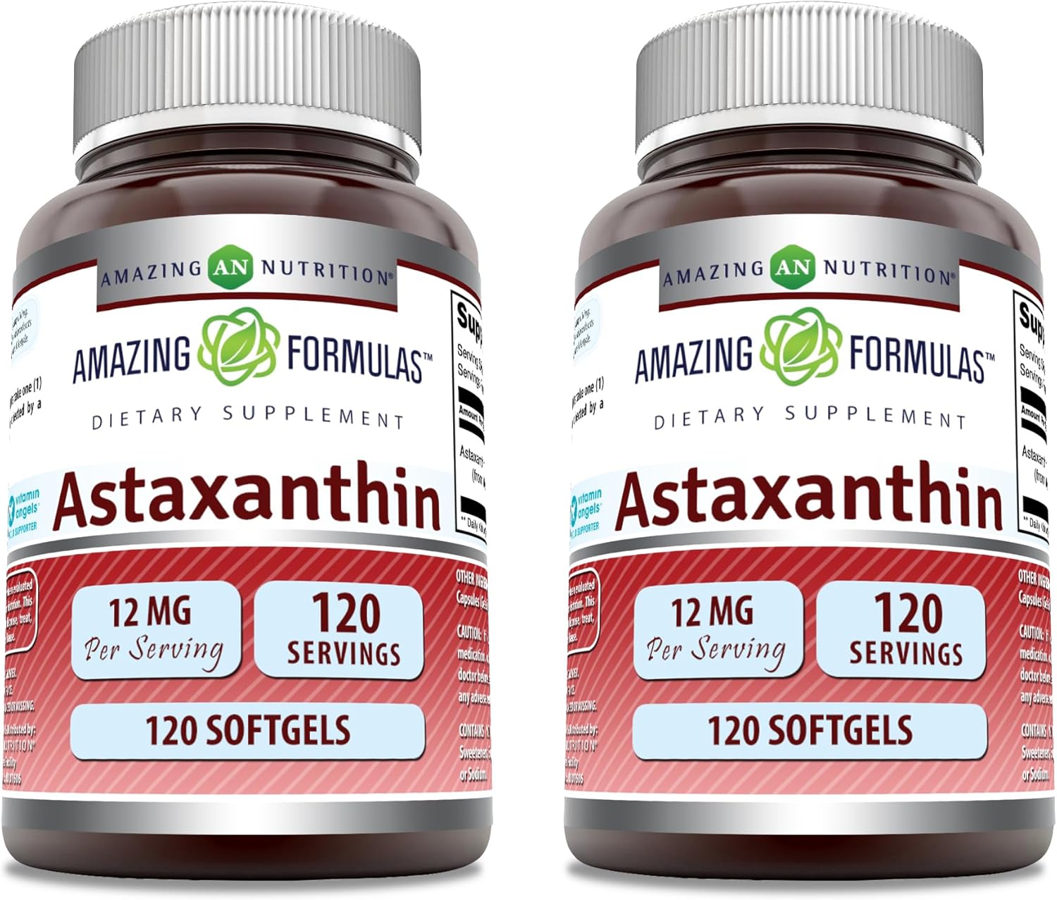 Amazing Formulas Astaxanthin 12mg Softgels Supplement | Non-GMO | Gluten Free (120 Count | 2 Pack)