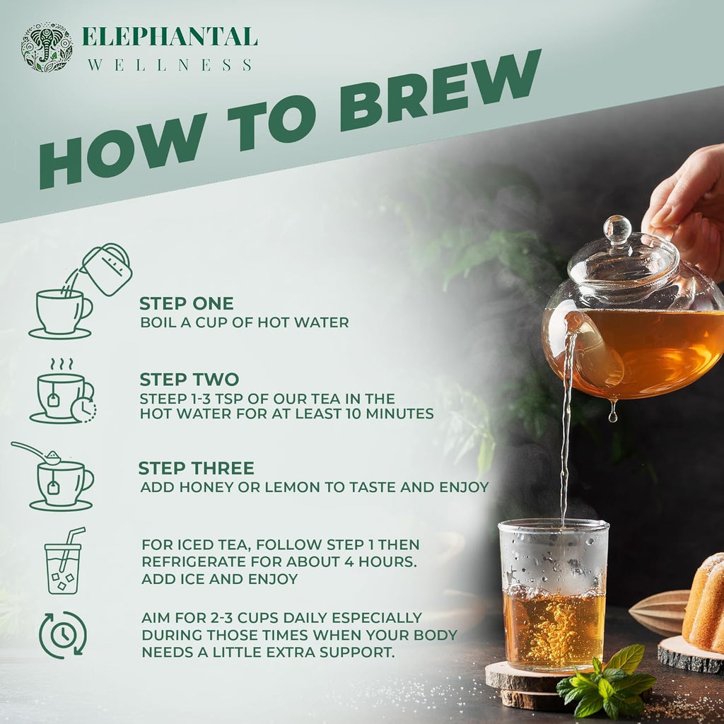 Elephantal Wellness Premium Menopause Herbal Tea | Hormonal Balance & Hot Flash Support with Chaste Berry, Red Clover, Black Cohosh & Valerian | Handmade, Caffeine-Free, Non-GMO Loose Leaf Blend | 2oz, 20 Servings