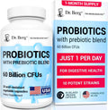 Dr. Berg Probiotic Supplement (60 Billion CFUs) - Helps Ease Occasional Constipation, Diarrhea, Gas & Bloating* - Pre and Probiotics for Digestive Health - 30 Probiotic Capsules