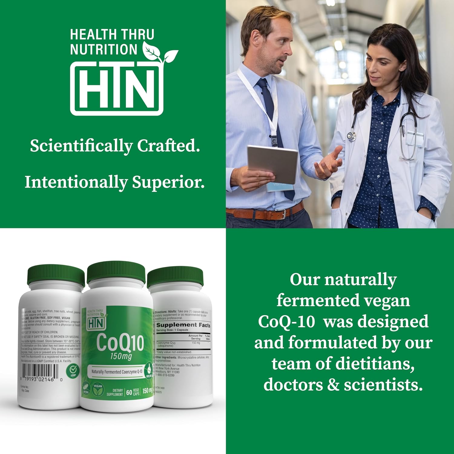 Health Thru Nutrition CoQ-10 150mg - 60 Capsules | Ubiquinone Coenzyme Q10 | Supports Cellular Energy & Antioxidant Protection | Non-GMO, Soy-Free, Vegan, Gluten-Free