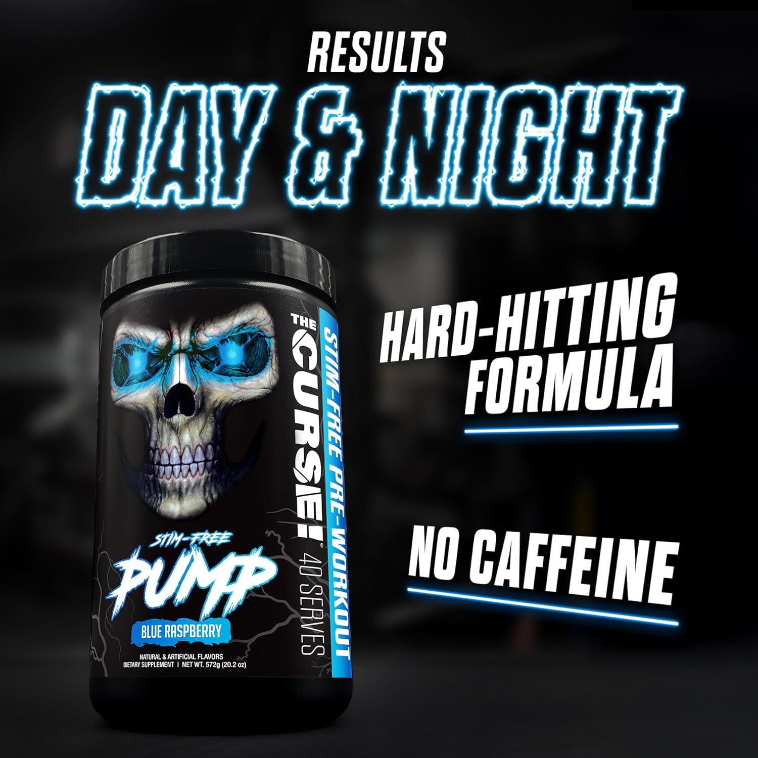 JNX SPORTS The Curse! Pump – Stim-Free Pre-Workout | Sour Candy 40 Serves | Caffeine-Free Pump Pre Workout, Non-Stim Nitric Oxide Preworkout for Men & Women