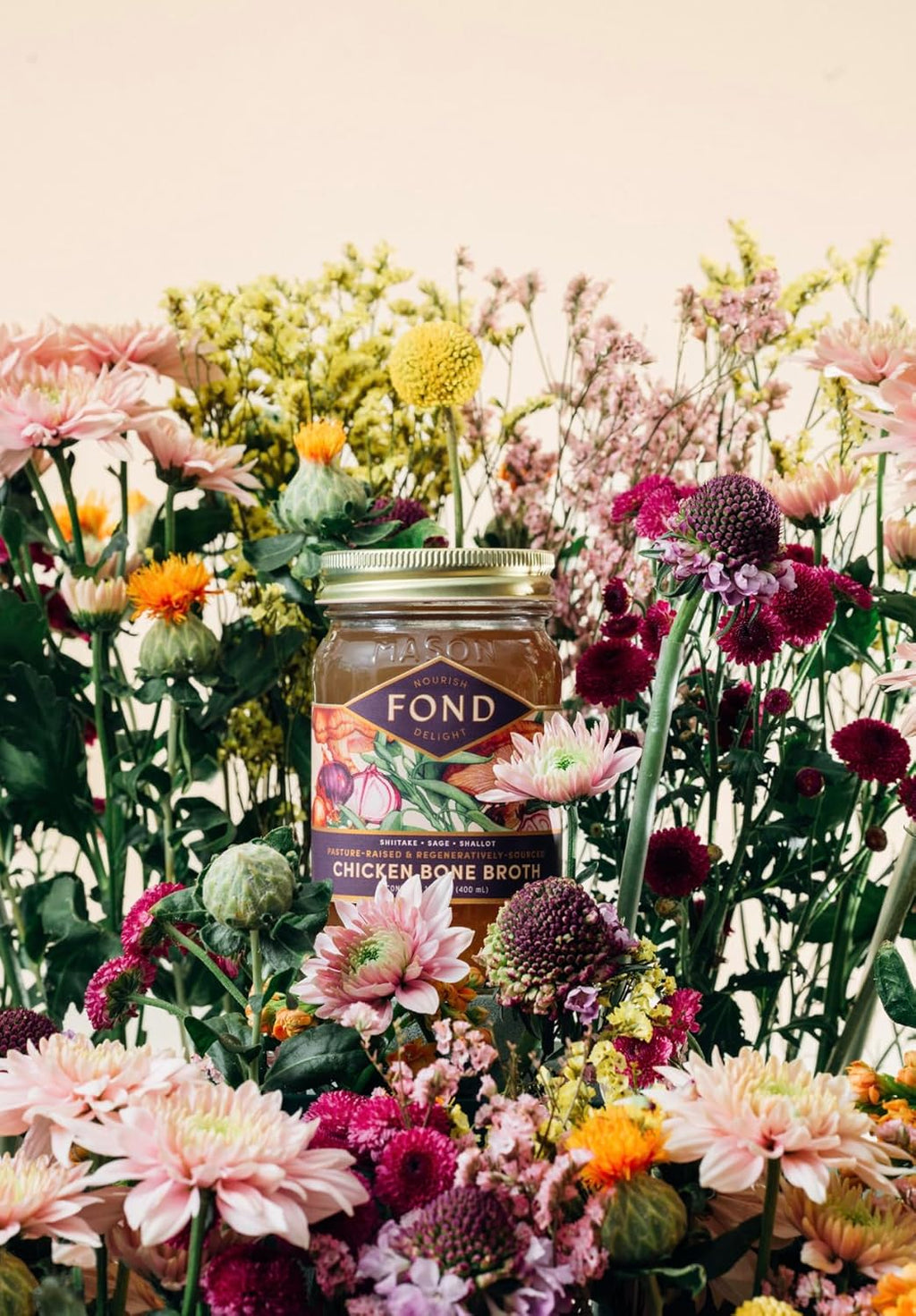 FOND Pasture-Raised Regenerative Chicken Bone Broth infused with Organic Shiitake & Sage