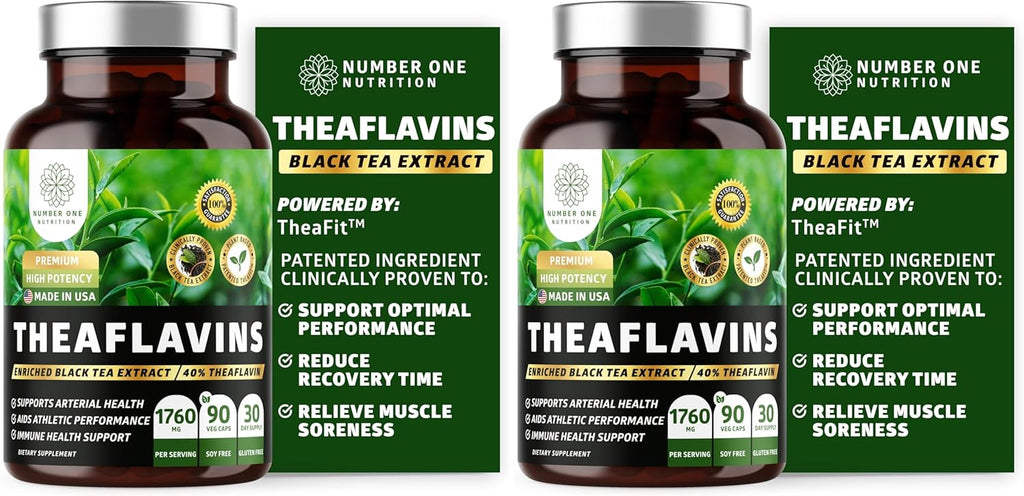 N1 Nutrition Premium Theaflavins Black Tea Extract [40% Theaflavins] Powered by TheaFit™ to Support Exercise Performance and Reduce Recovery Time, 90 Veg Caps (Pack of 2)