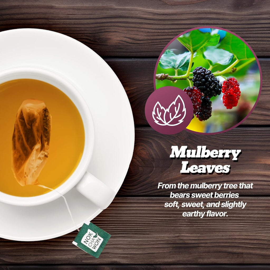 [Nokchawon] Mulberry Leaf Teabags – Naturally Caffeine-Free Mulberry Herbal Tea, 40 Tea Bags, 48g (1.69oz)