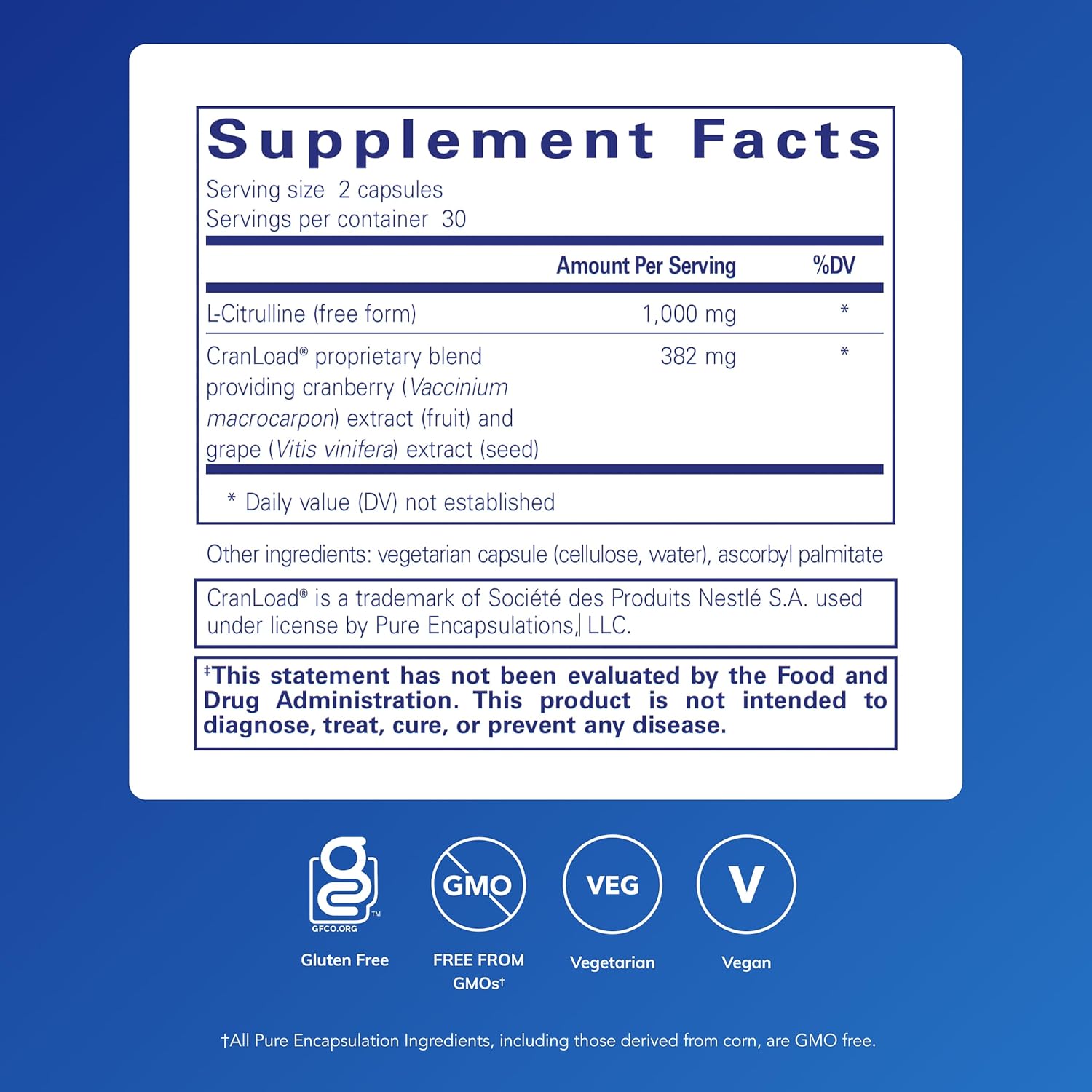 Pure Encapsulations Nitric Oxide Ultra (Capsules) - Supplement Supports Nitric Oxide Production, Healthy Blood Flow & Vascular Health - with L-Citrulline & CranLoad Cranberry Extract - 60 Capsules