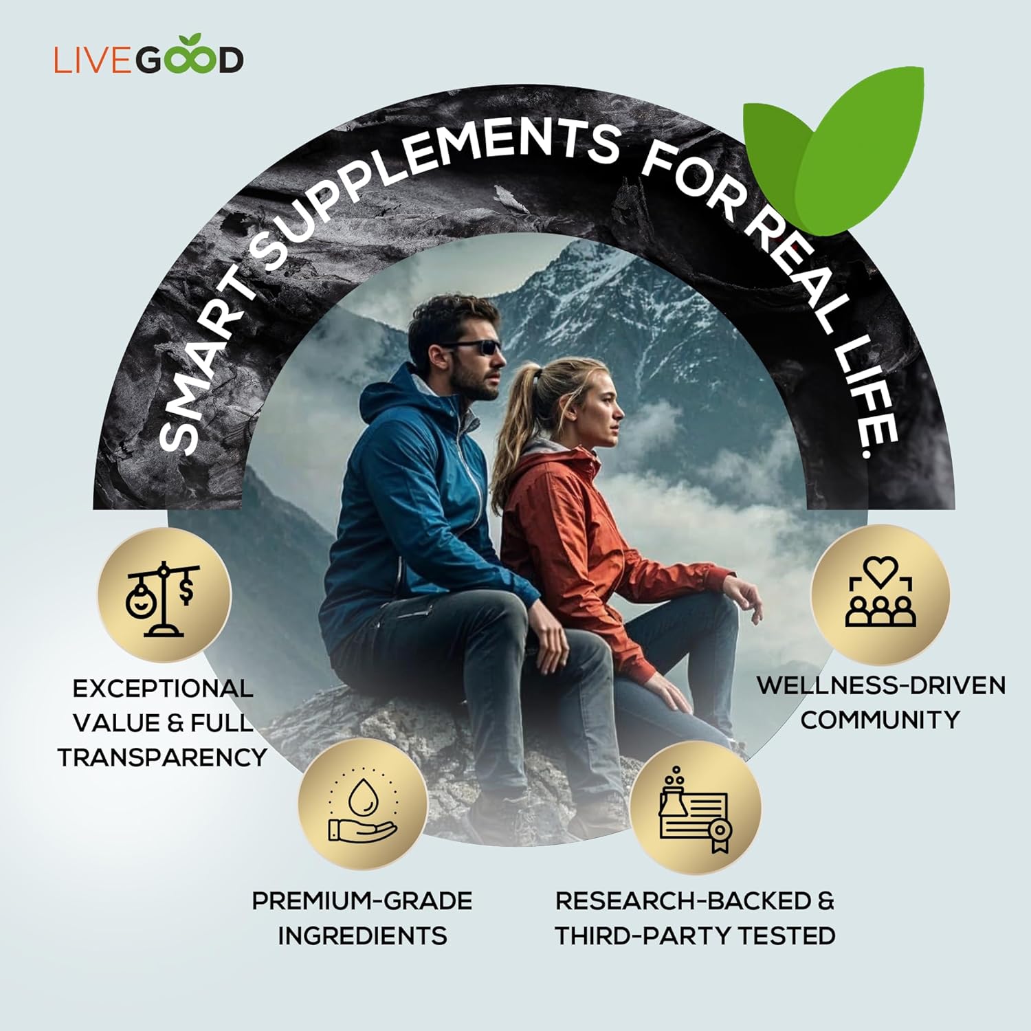 LIVEGOOD Himalayan Shilajit and Organic Sea Moss Capsules, Fulvic Acid Organic, Sea Moss and Shilajit Combo for Energy, Wellness and Vitality Support, Supports Focus and Mental Clarity (60 Count)