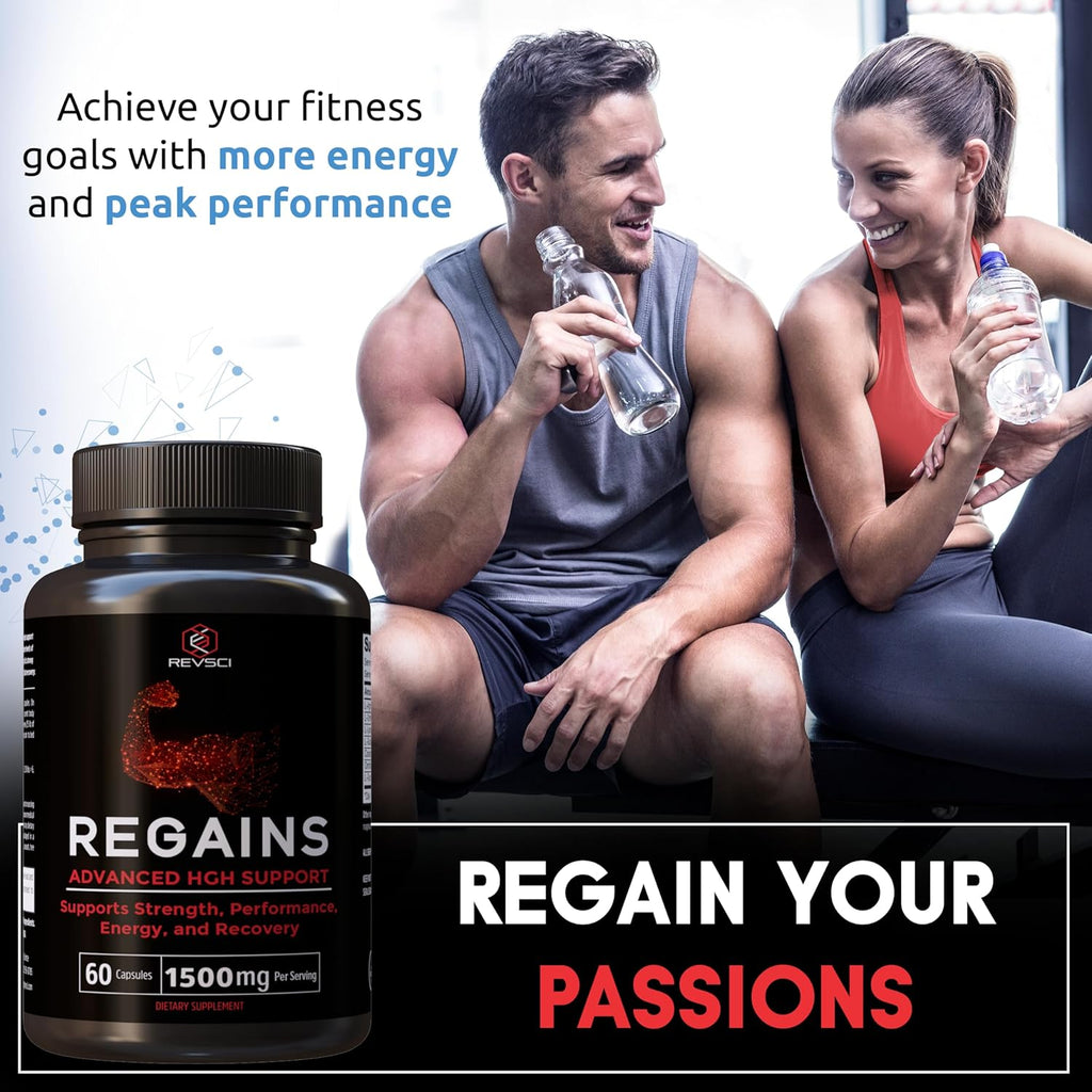 HGH Supplements for Men & Women - Regains Natural Anabolic Muscle Growth Building & Human Growth Hormone for Men, Muscle Builder for Men, Muscle Recovery Post Workout Supplement, 60 Protein Pills