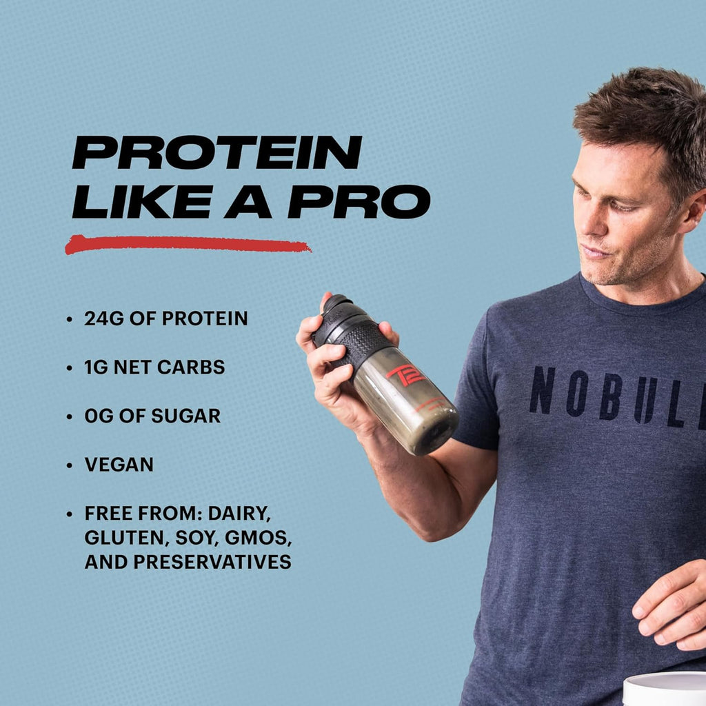 TB12 Plant Based Protein Powder by Tom Brady, 24g of Vegan Pea Protein, Low Sugar, Low Carb, Non-GMO, Meal Replacement, Keto Friendly, Paleo, Sugar Free, Cookies and Cream Flavor (30 Servings)