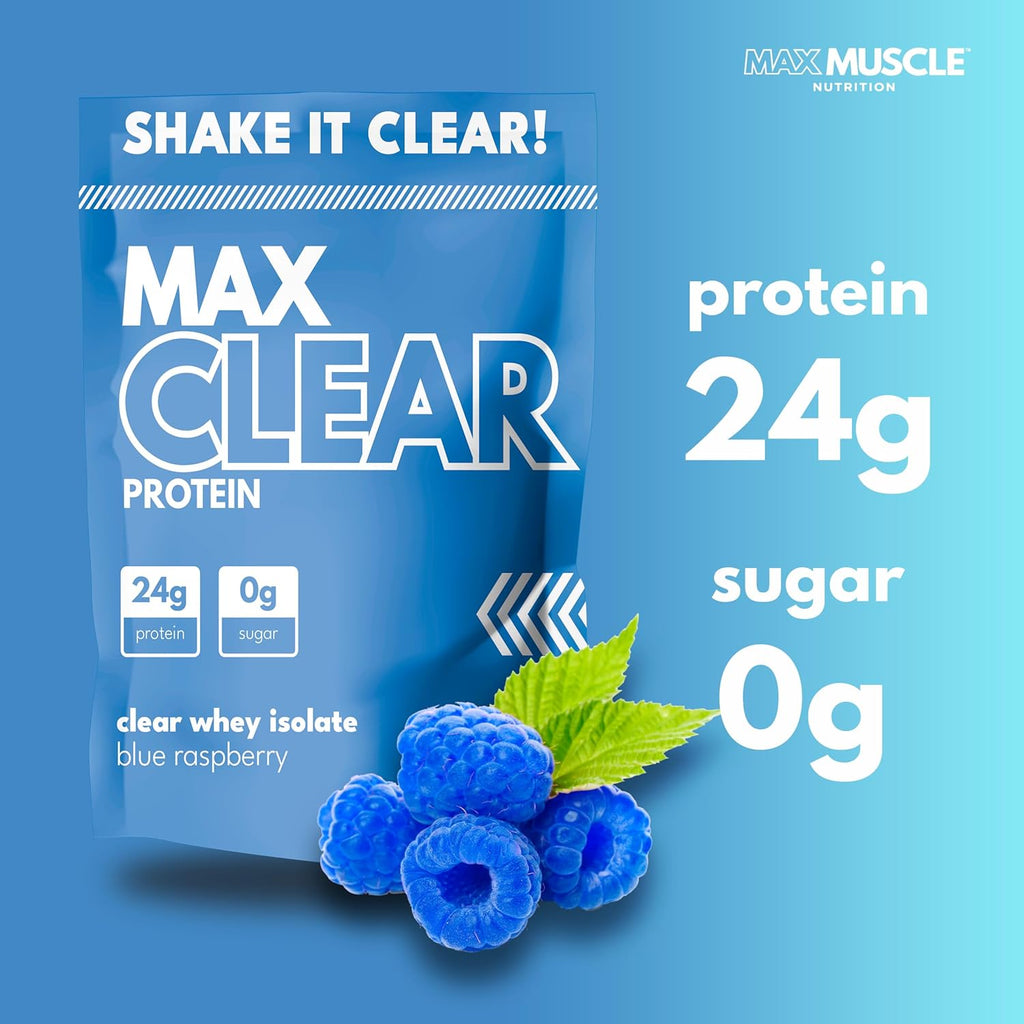 Max Clear Protein | 24g Protein | Clear Whey Isolate | Promotes Muscle Growth, Strength and Recovery (Blue Raspberry)