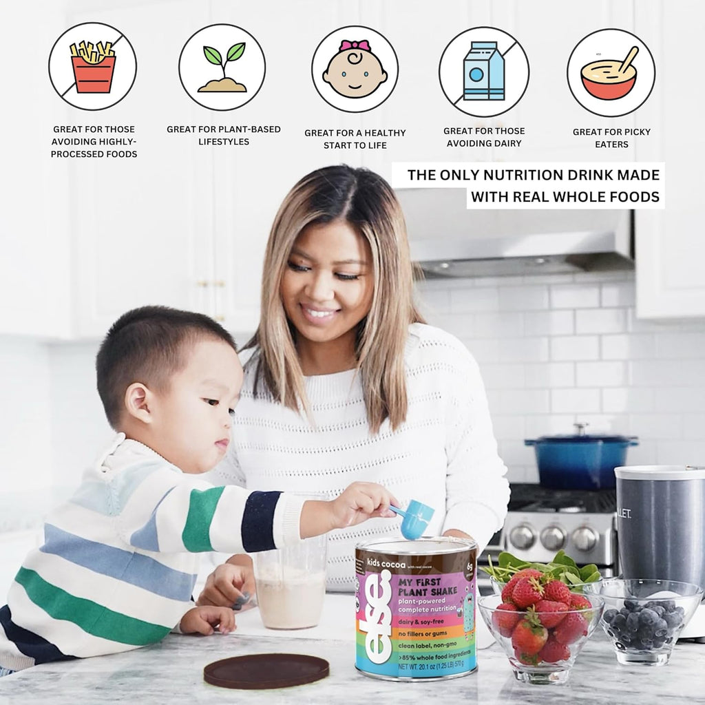 Else Nutrition Plant-based Kids Protein Shake Powder, Kids Protein Powder for Ages 2-12. Dairy-free First Kids Complete Nutrition Shake with plant protein & 25 Vitamins & Minerals, Adds Healthy Nutrients to Kids Snacks (Chocolate, 2- Pack)