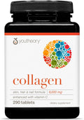 Youtheory Advanced Collagen - 6,000 mg Collagen with Vitamin C - for Hair, Skin & Nails* - Supplements for Women & Men - 290 Tablets (45-Day Supply)