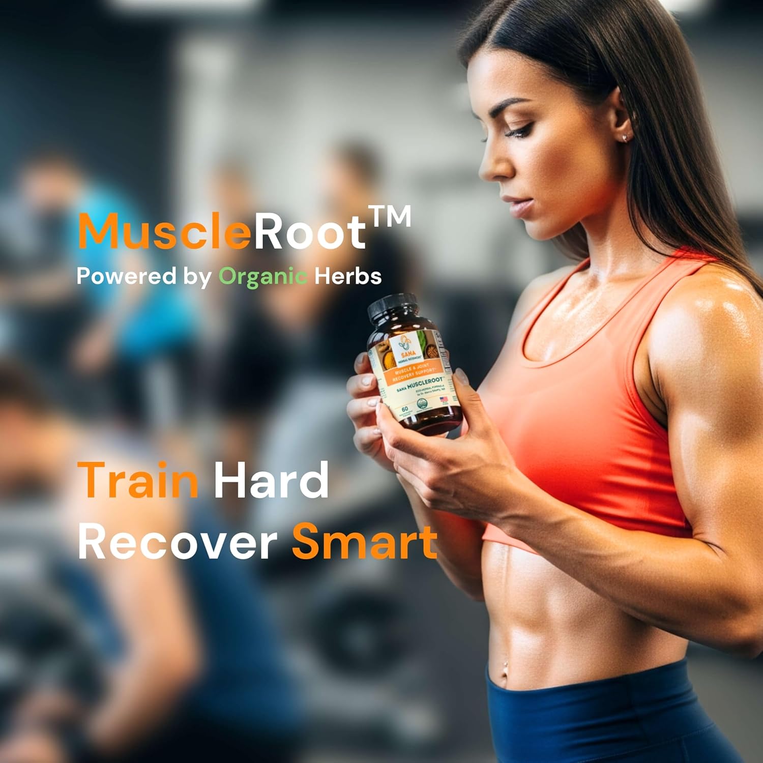 MuscleRoot – Certified Organic Muscle & Joint Recovery Supplement | Post-Workout Muscle Relaxer with Turmeric, Frankincense & Nopal Cactus | Joint Support | 60 Capsules by Sana Herbal