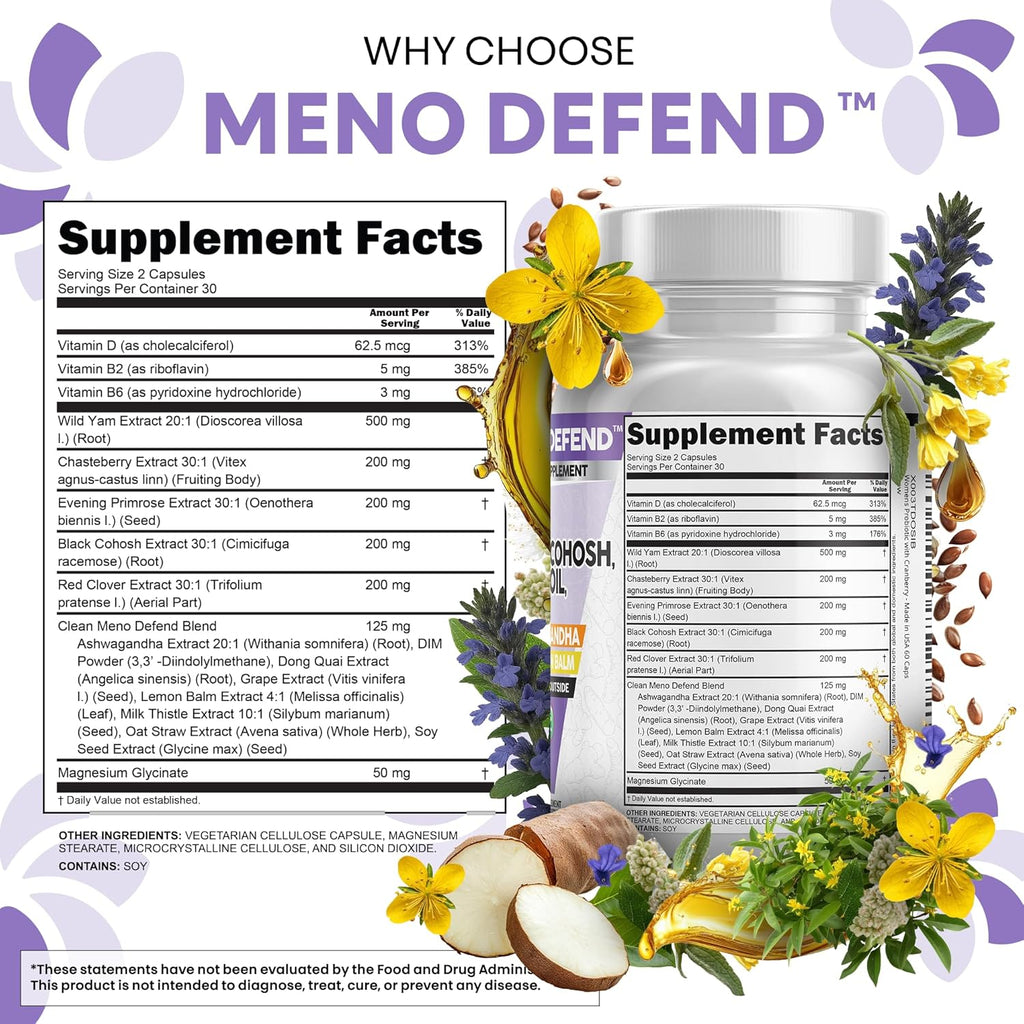 Clean Nutra Wild Yam Root Capsules with Red Clover Black Cohosh Evening Primrose Oil Chasteberry Dong Quai DIM Ashwagandha Grape Seed Extract Milk Thistle Lemon Balm and more Hormone Balance For Women