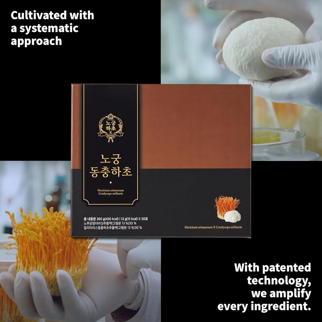 [Nogung Dongchunghacho] CordLion - Cordyceps & Lion’s Mane Mushroom Supplement – Supports Natural Energy & Immune System - 100% Real Extract, Herbal Formula for Daily Wellness – 30 Sticks