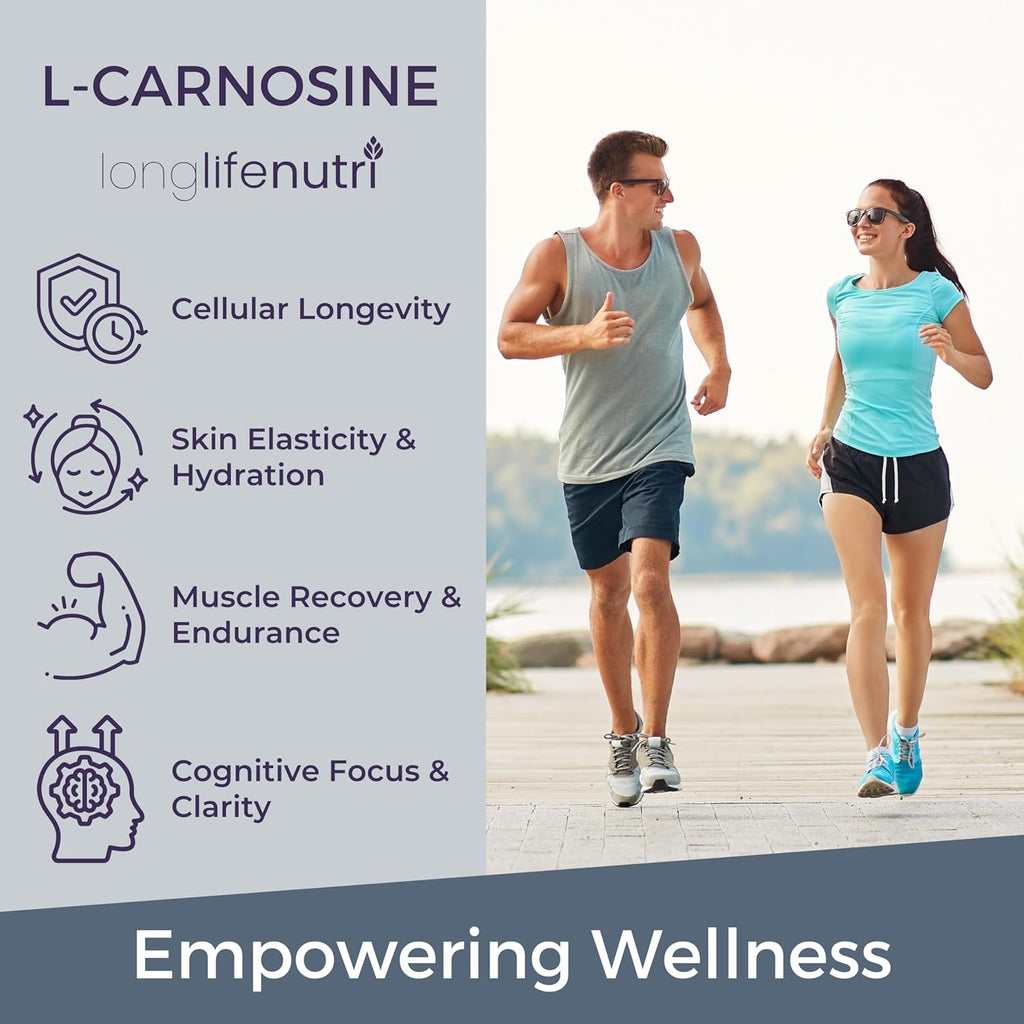 L-Carnosine 1000mg - Beta-Alanyl-L-Histidine Supplement for Cellular Energy & Brain Clarity, 120 Vegetarian Capsules, 2-Month Supply, GMP Certified, Made in USA