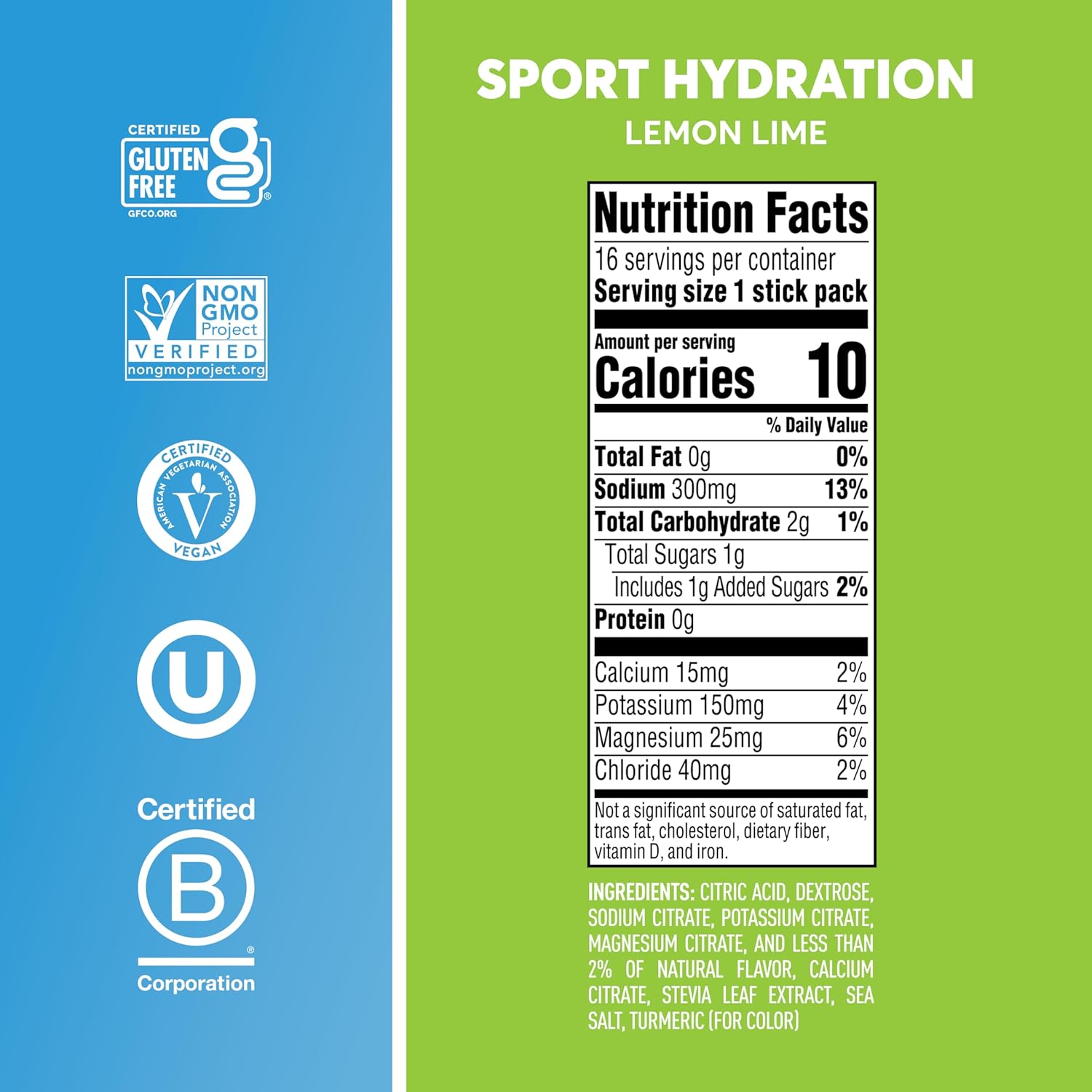 Nuun Sport Electrolyte Powder Packets with Magnesium, Calcium, Potassium, Chloride, and Sodium, Hydration Packets for On-The-Go, Lemon Lime Flavor, Gluten Free & Vegan, 16 Single Servings