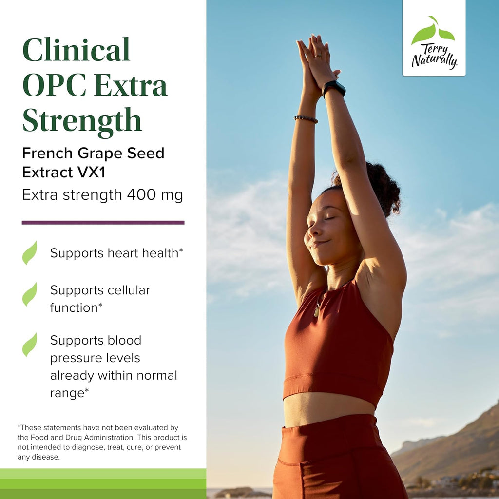 Terry Naturally Clinical OPC Extra Strength - Cardiovascular Health & Focus Support - Supplement with Grape Seed Extract - Immune Support Supplement - 60 Softgels (Pack of 2)
