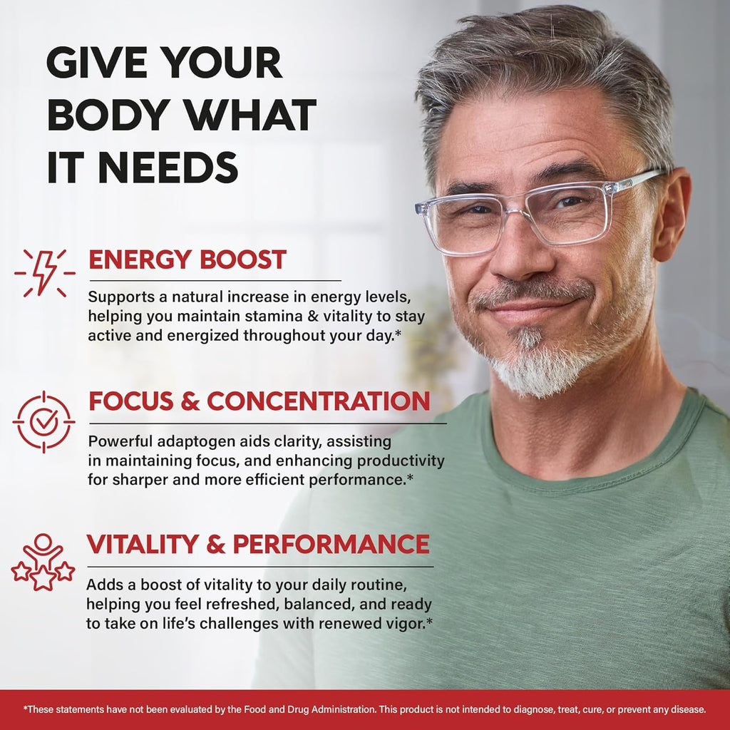 Panax Ginseng 15,000 mg - Red Korean Ginseng Supplement for Men - Extra Strength 10:1 Extract - Energy, Focus, Productivity & Performance - Natural & Vegan - Made in USA - 120 Capsules, 2 Month Supply