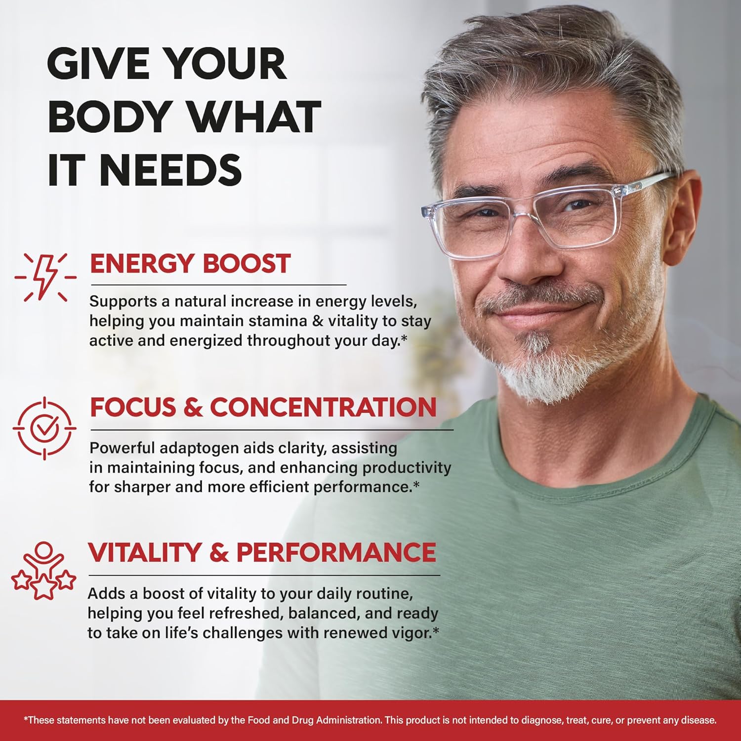 Panax Ginseng 15,000 mg - Red Korean Ginseng Supplement for Men - Extra Strength 10:1 Extract - Energy, Focus, Productivity & Performance - Natural & Vegan - Made in USA - 120 Capsules, 2 Month Supply