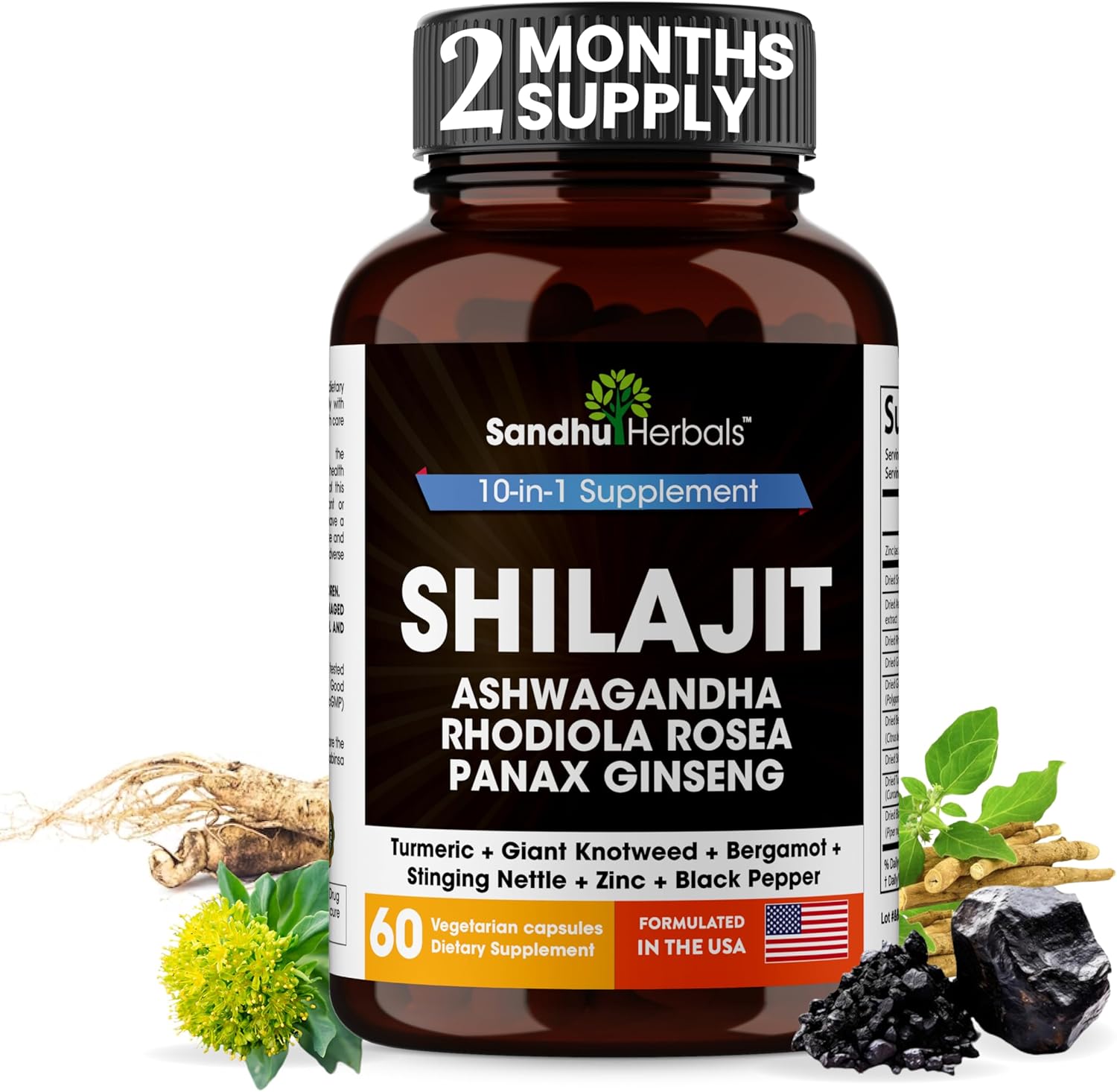 Shilajit Capsules for Men & Women | Pure Himalayan Blend with Ashwagandha | High Potency and Energy Supplement | 2 Months Supply | for Extra Power and Stamina | Combo with Sea Moss