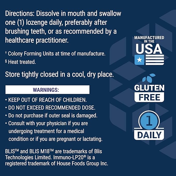 Life Extension FLORASSIST® Probiotic Oral Hygiene, Oral probiotic for Teeth and Gums, pH Levels, Dental Hygiene, Immune Support, BLIS M18™, Once Daily, Gluten Free, Vegetarian, 30 lozenges