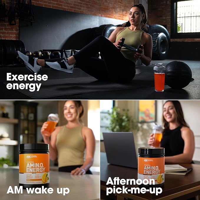Optimum Nutrition Amino Energy Powder – Energy & Focus Pre Workout with Amino Acids, BCAA, Green Tea Caffeine & Coffee, Muscle Recovery Support – Orange Cooler, 30 Servings (Packaging May Vary)
