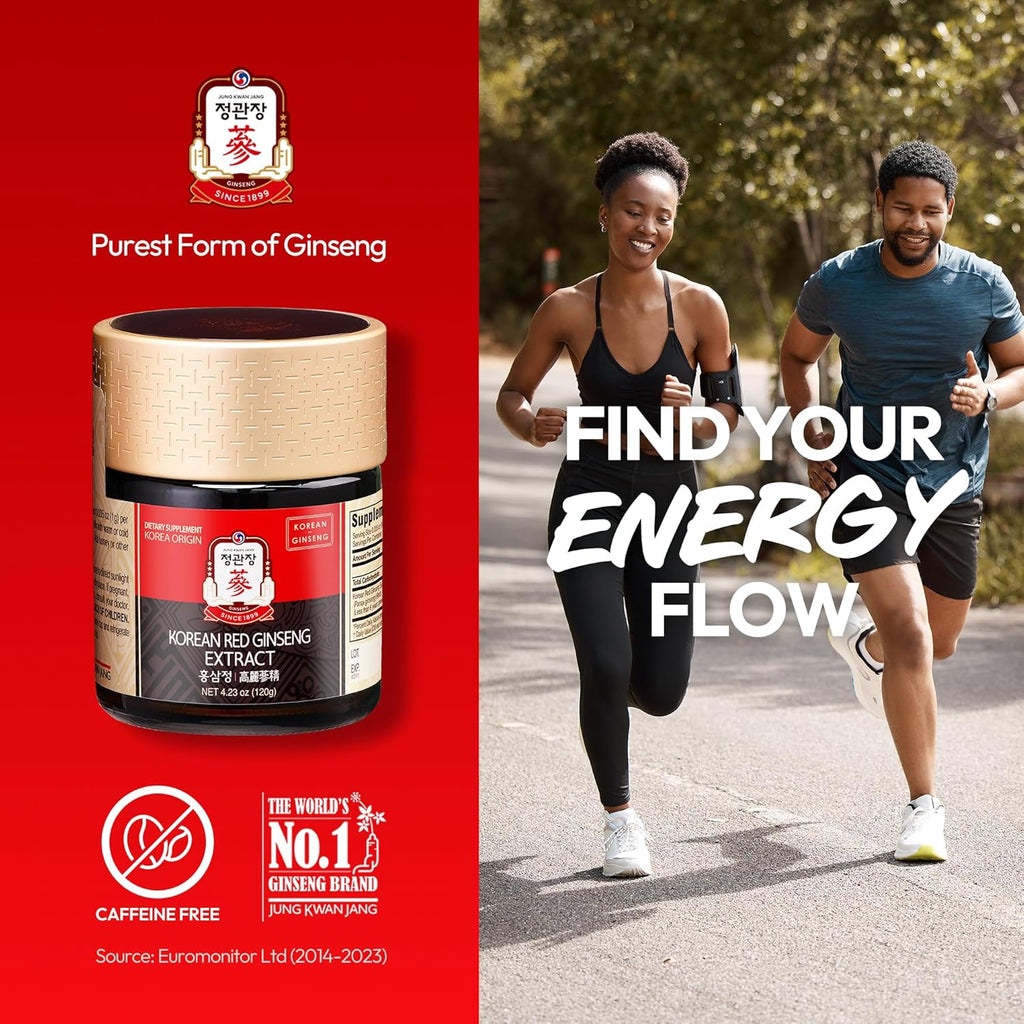 Korean Red Ginseng Extract Paste (Hong SAM JUNG) - Panax Ginseng Adaptogen Supplements - Energy Boost & Immune Support, Caffeine Free & Gluten Free (120g, 4.23 oz)