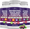 Resveratrol, Berberine, Grape Seed Extract, Quercetin, Polyphenol Supplement for Women and Men with Noni Extract, N-Acetyl Cysteine, Acai Extract (180 Count)