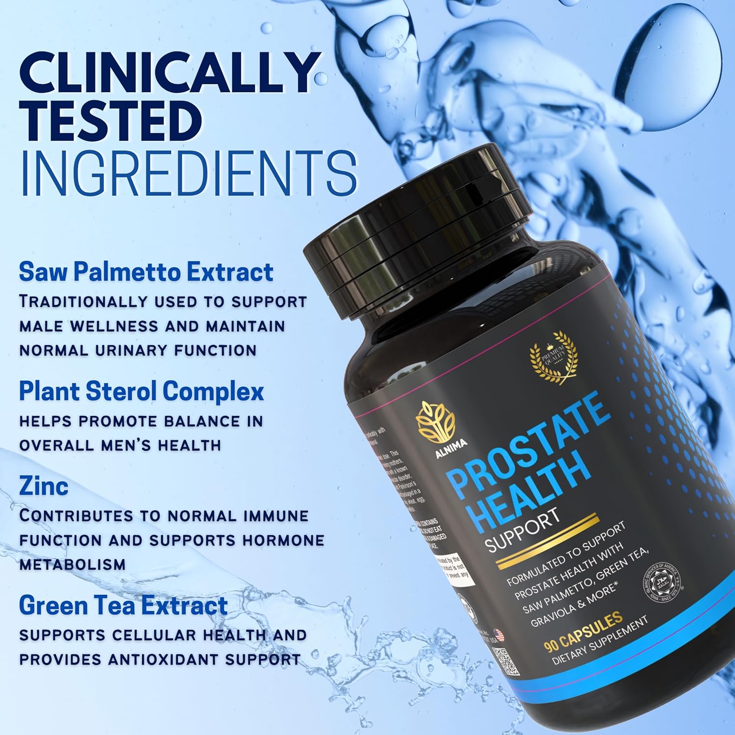 Prostate Support Supplement for Men – Halal Certified, Saw Palmetto, Beta-Sitosterol, Pygeum, Zinc, Selenium – Urinary & Prostate Health – 3 Capsules Daily – 60 Capsules