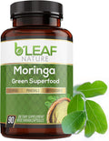 B'LEAF NATURE Organic Moringa Pure Capsules 1000mg, 90 Count – Moringa Capsules with Organic Olefeira Powder for Immune Support, Energy & Balance – Vegan, Non-GMO Supplements for Daily Wellness