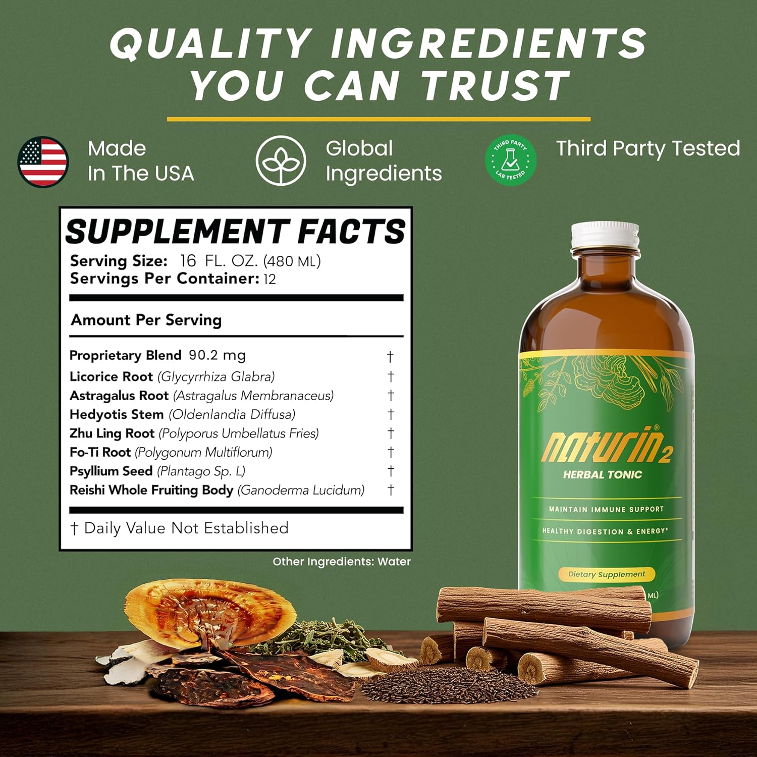 Herbal Tonic Health Drink - Immune Support with Licorice, Astragalus, Hedyotis & More - for Daily Wellness & Energy - Pack of 2 (32 Fl Oz)