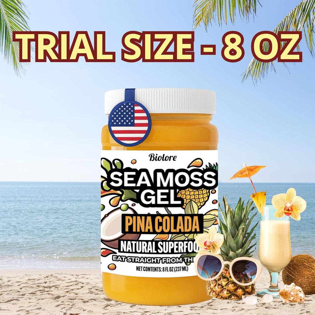 Biolore Sea Moss Gel Pina Colada Made in USA Raw Wildcrafted Irish Seamoss Essential Vitamins Trace Minerals Vegan Superfood, Jam, Jelly & Sweet Spread Gifts (Pina Colada - 8OZ)