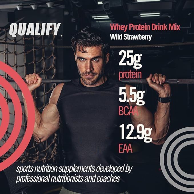 Strawberry Whey Protein Powder. 25g Protein Shake for Post Workout Recovery, Smoothie & Baking. Gluten & Sugar Free, Highly Kosher, Essential Amino Acids (5.5g BCAA, 2.7g Leucine), 1.65lbs 23 Servings