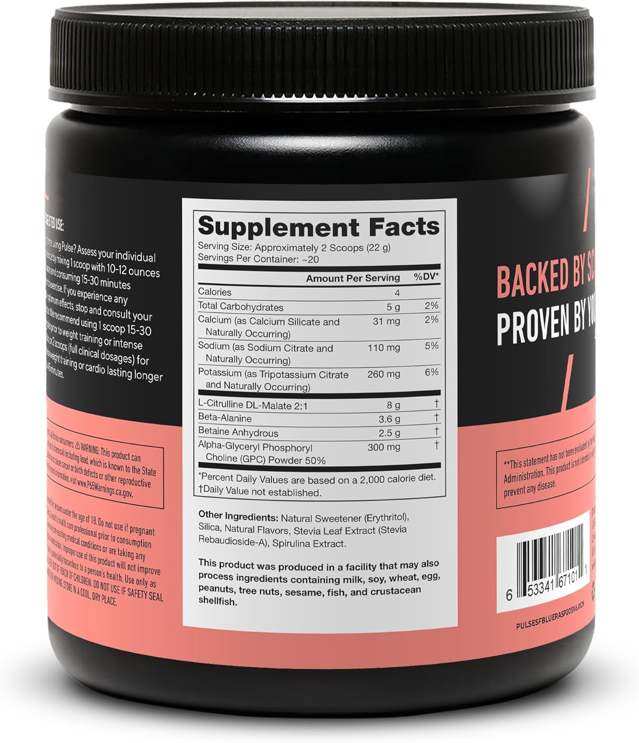 LEGION Pulse Pre Workout Supplement - All Natural Nitric Oxide Preworkout Drink to Boost Energy, Creatine Free, Naturally Sweetened, Beta Alanine, Citrulline, Alpha GPC (Caffeine Free Blue Razz)