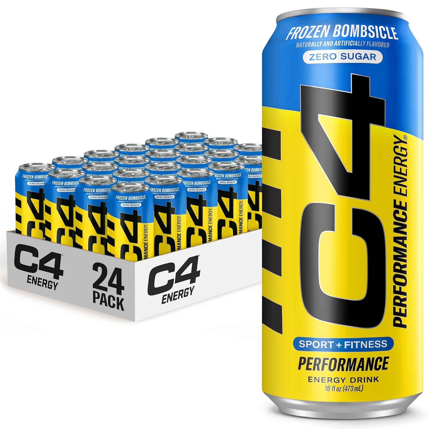 C4 Energy Drink, Frozen Bombsicle, 16oz | Pack of 24 | Sugar Free | Pre Workout | No Artificial Colors