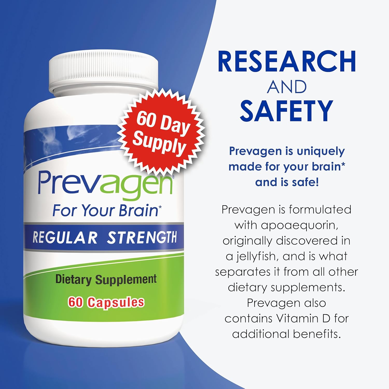 Prevagen Regular Strength 10mg, 60 Capsules |3 Pack| with Apoaequorin & Vitamin D with Attractive and Stackable Storage Box