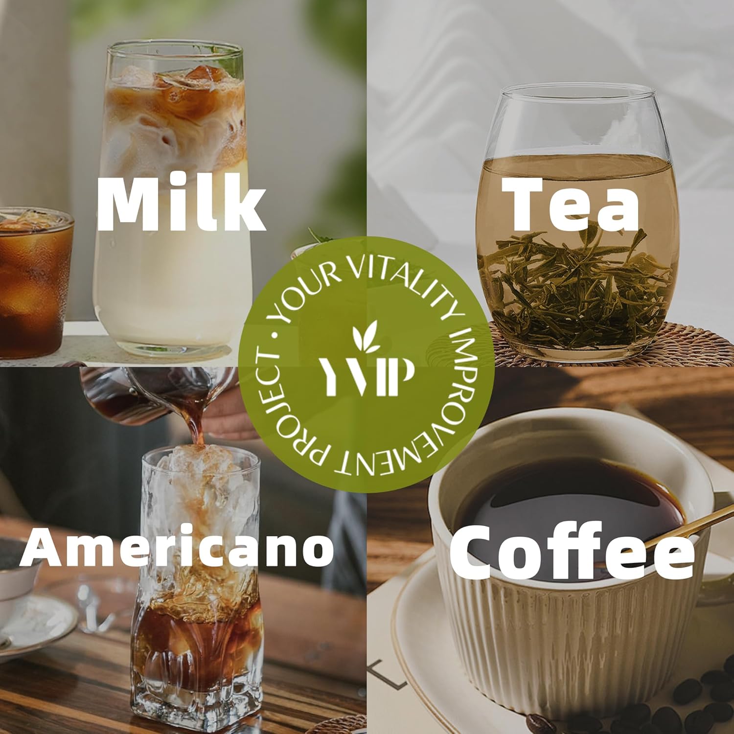 YVIP Green Coffee Bean Extract Powder 3g - Rich of Chlorogenic Acid, Antioxidant-Rich, Lower Caffeine, Clean & Pure, with Polydextrose, Supports Digestion, Metabolism & Blood Sugar (10 Count)