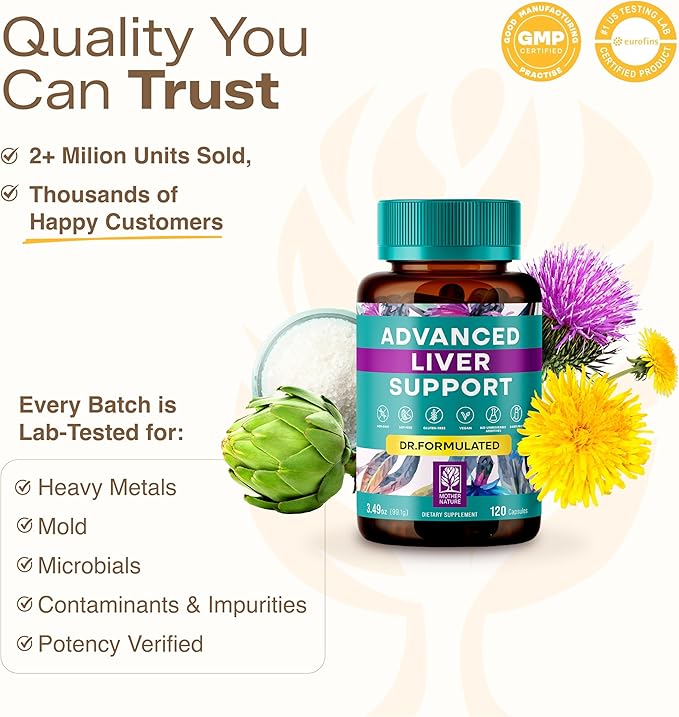 High-Potency Vegan Liver Cleanse Detox & Repair (120 Days Supply) - Dr Formulated Milk Thistle, Silymarin, Choline, Artichoke & Dandelion Root Supplement – Liver Support & Kidney Detox - 120 Capsules