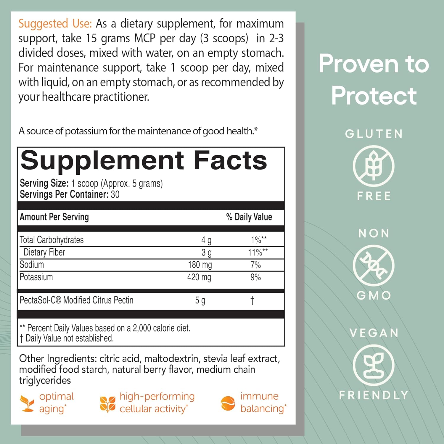 PectaSol Modified Citrus Pectin – 551g Berry Powder – Total-Body Health Supplement to Support Heart, Immune System, Inflammation Response & Healthy Aging + Maintain Healthy Galectin-3 Levels